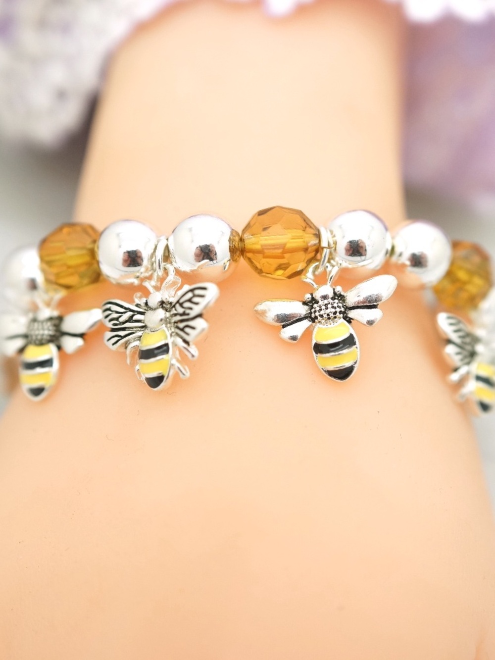 Honey Droplet Bumble Bee Bracelet